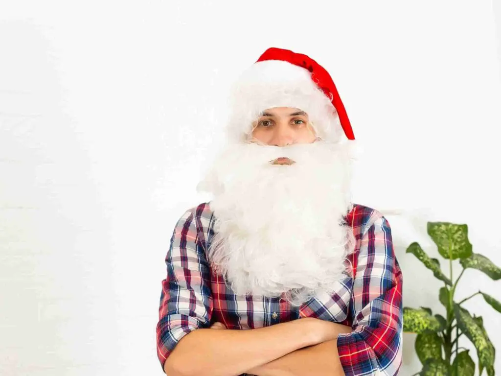 Man with a Santa's Beard for a Christmas fundraising game