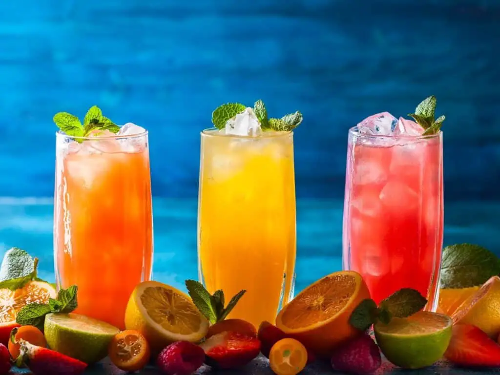3 glasses filled with juices